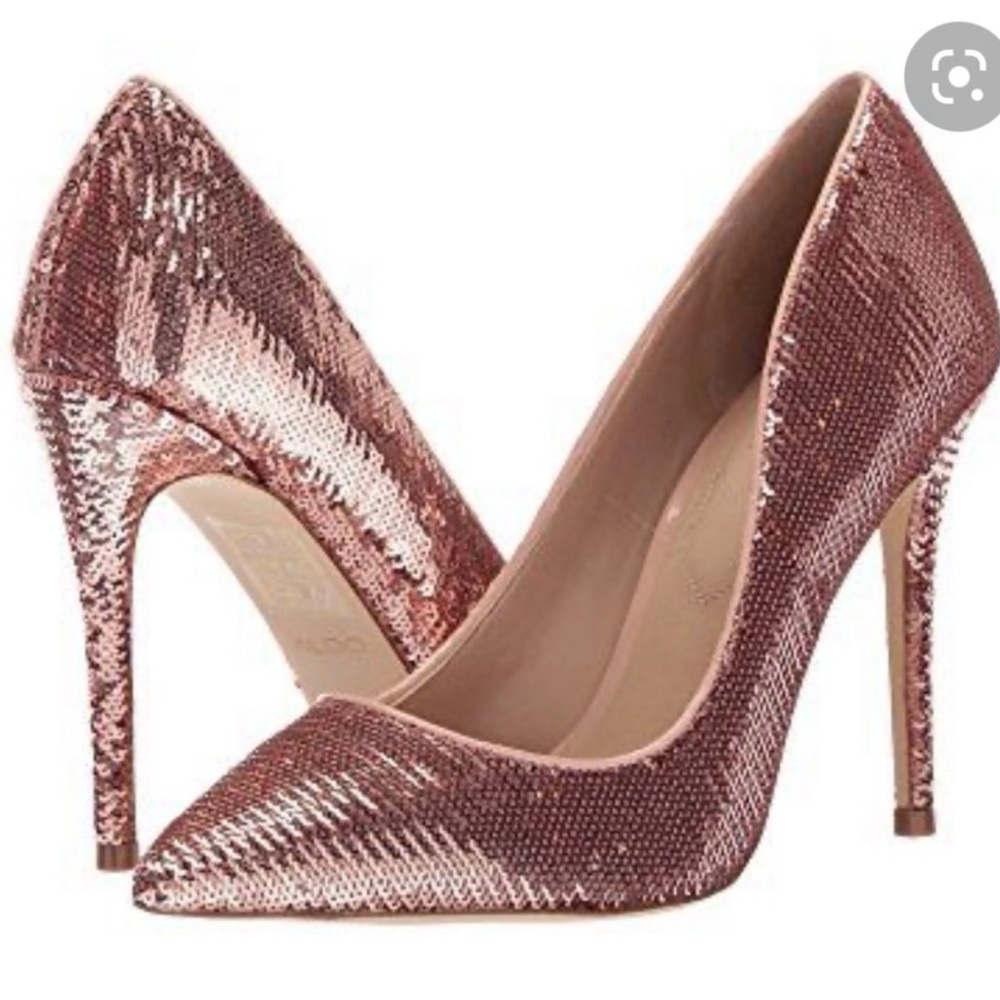 Aldo Women's Rose Gold Sequin Pointed-Toe High Heels